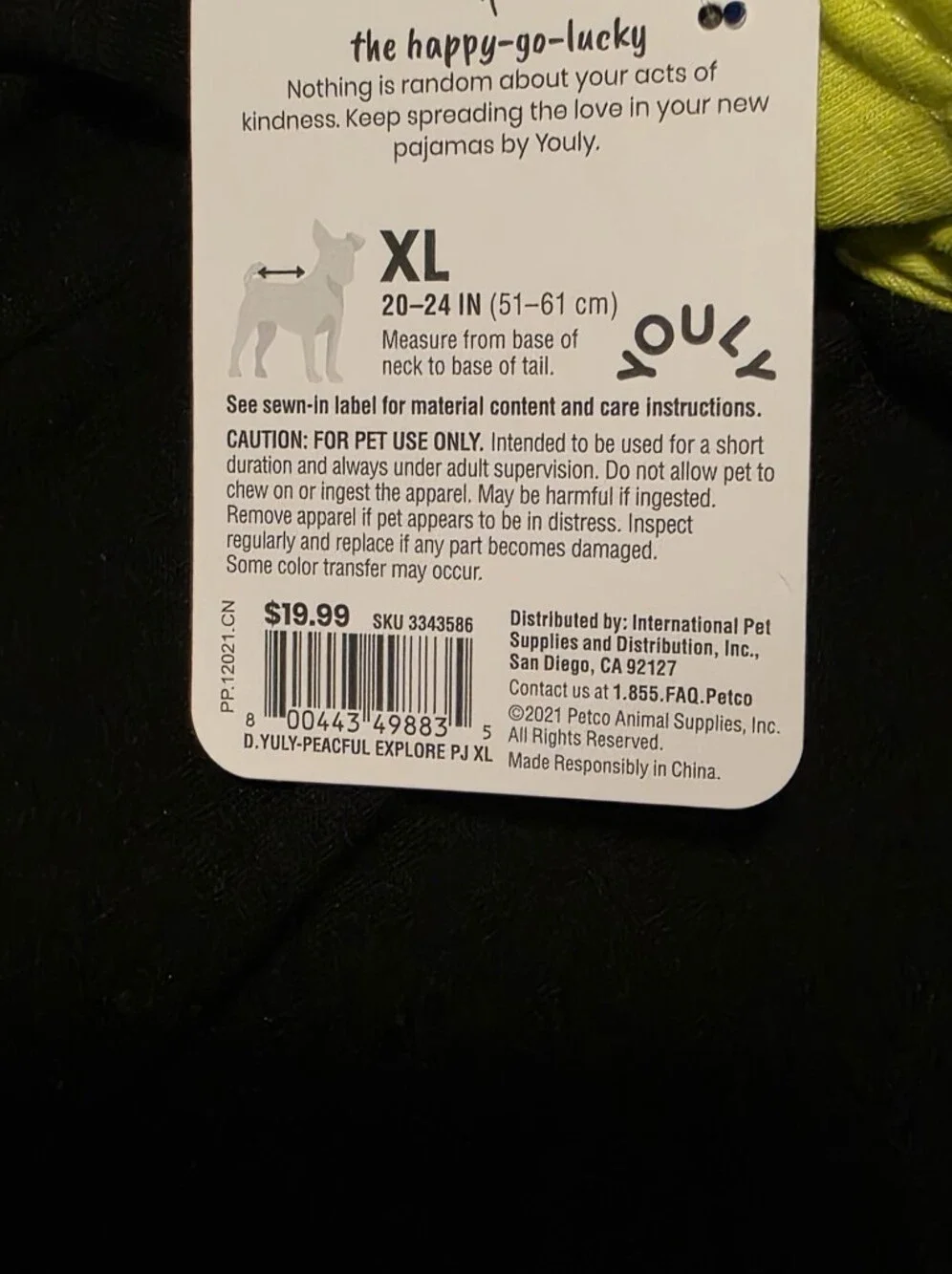 Youly NWT Happy Go Lucky Dog Pajamas With Peaceful Explorer Globe Graphic Sz XL